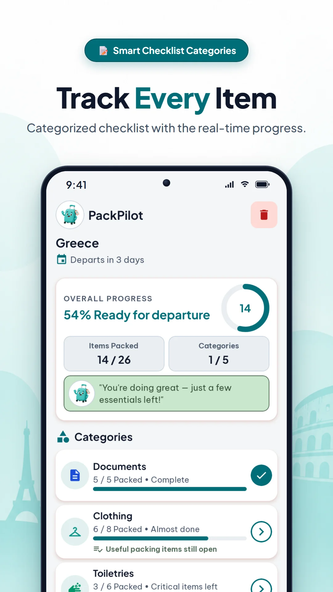 PackPilot Screenshot 2 - Packing Checklist