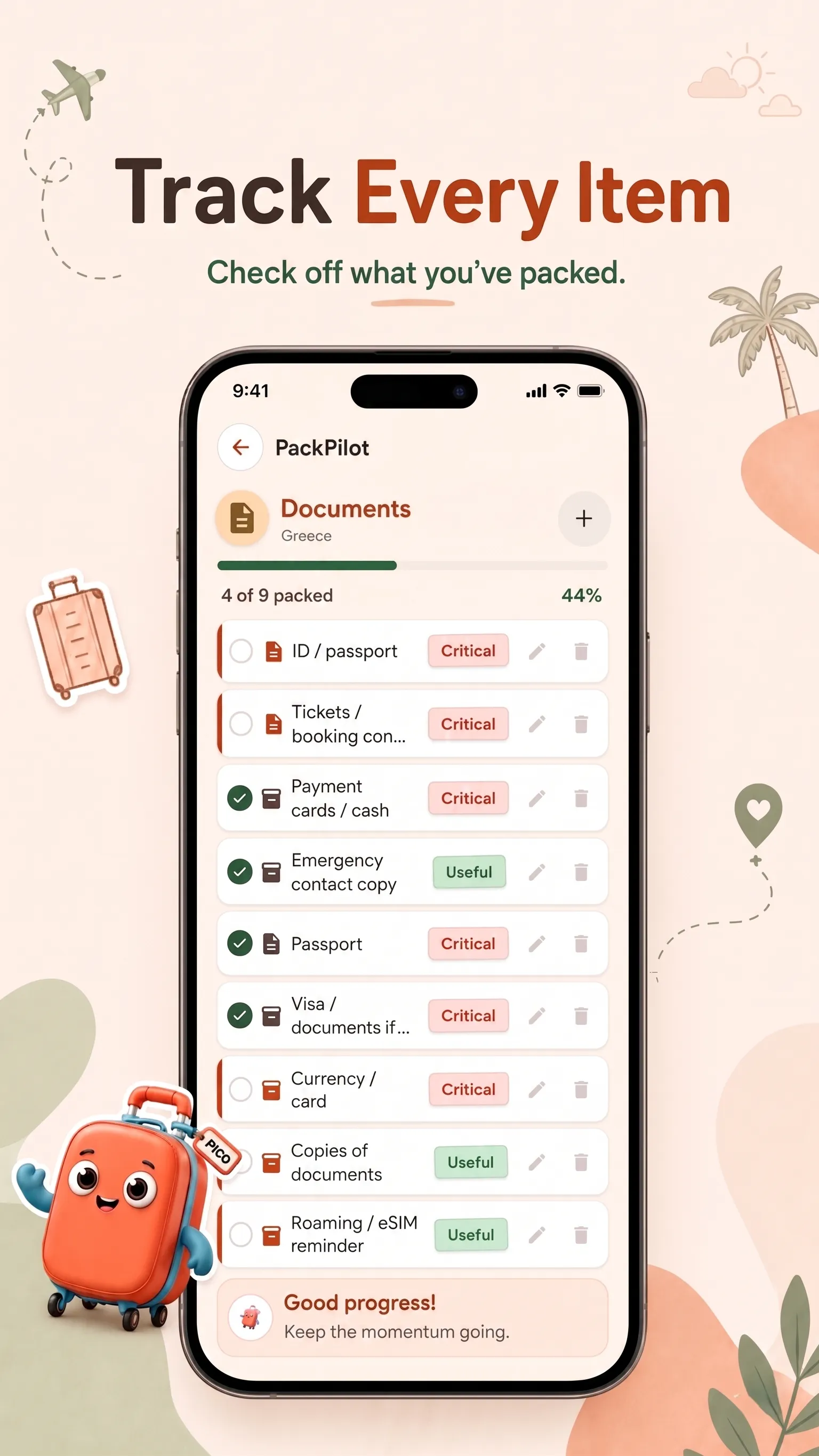 PackPilot Screenshot 3 - Packing Checklist